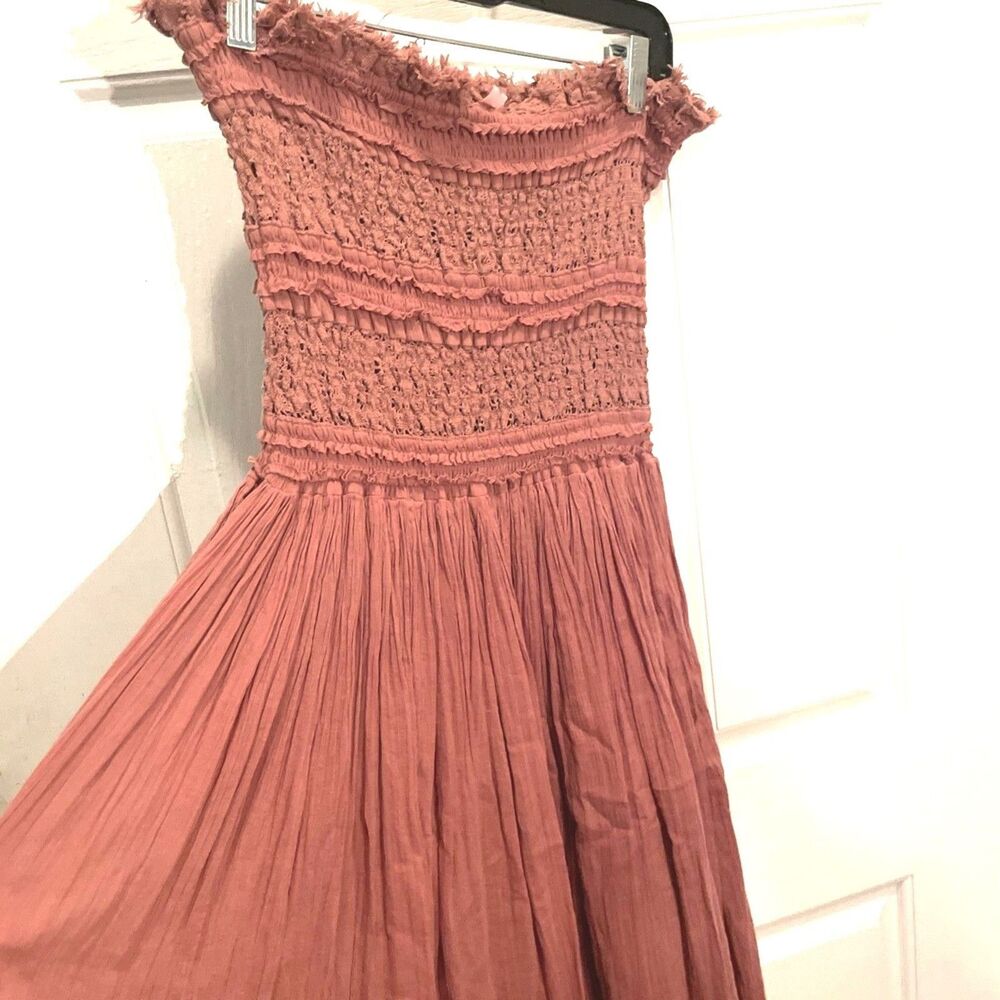 Free People FP One Strapless Maxi Dress  Pink Floral Crochet- STUNNNING RARE SM